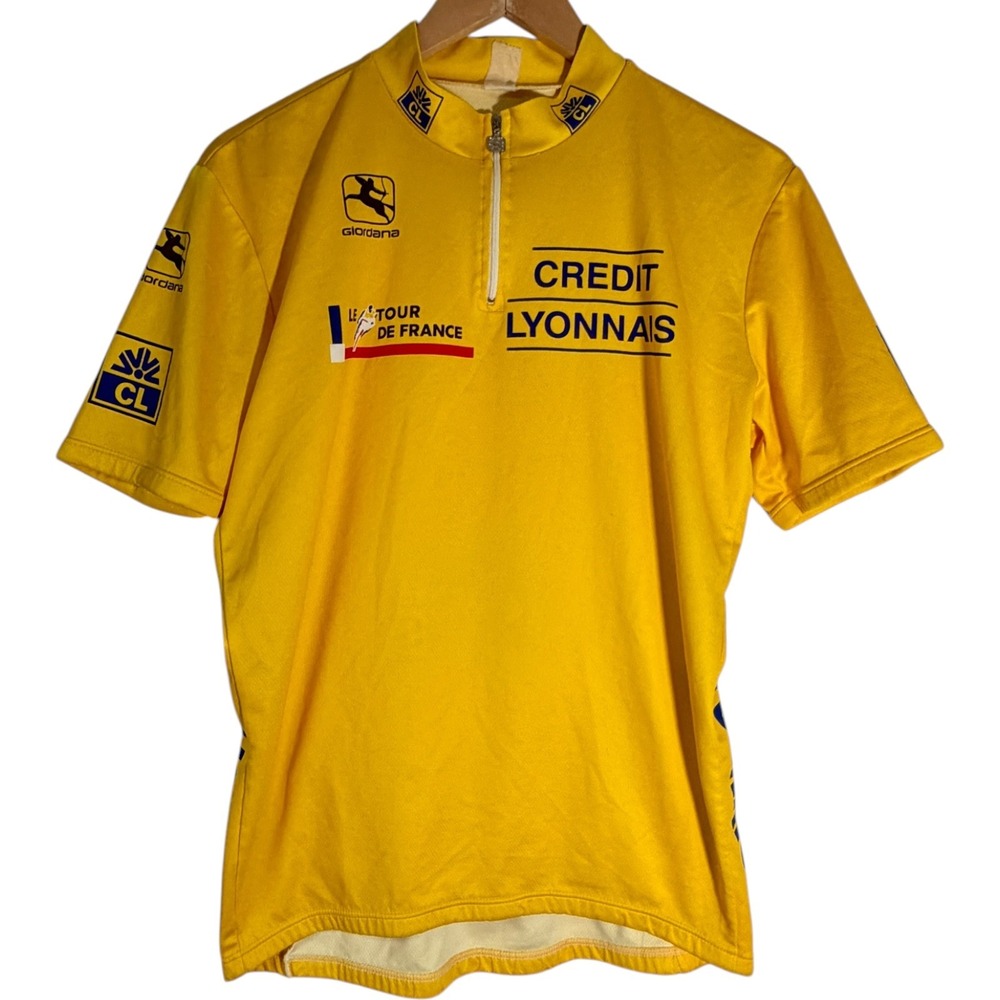 Vintage Giordana Tour De France Credit Lyonnais Cycling Jersey Yellow Medium